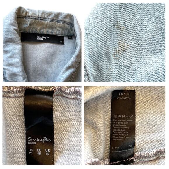 Simply Bee Denim Jacket Plus Size Jean Embroidered Eagle Butterflies Distressed - Picture 9 of 9